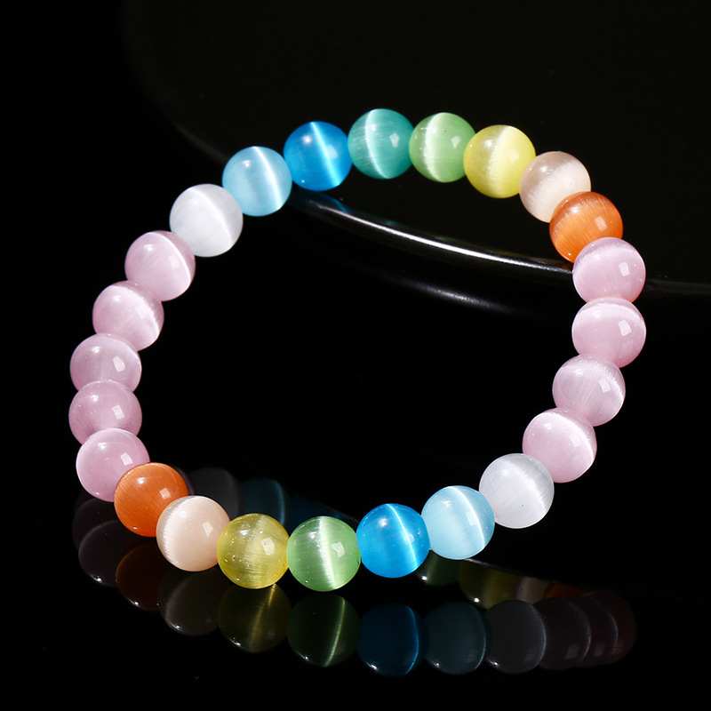 jingzhou jewelry colorful opal bracelet macaron rainbow color fashion fresh round beads gift bracelet wholesale