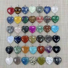 25MM心形吊坠天然水晶粉晶diy项链配件 爱心吊坠桃心饰品跨境批发