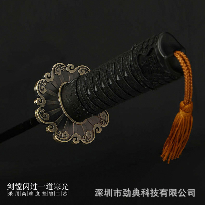 En stock venta al por mayor completo-automático plegable resistente al viento reforzado engrosado creativo Samurai cuchillo mango paraguas Samurai japonés