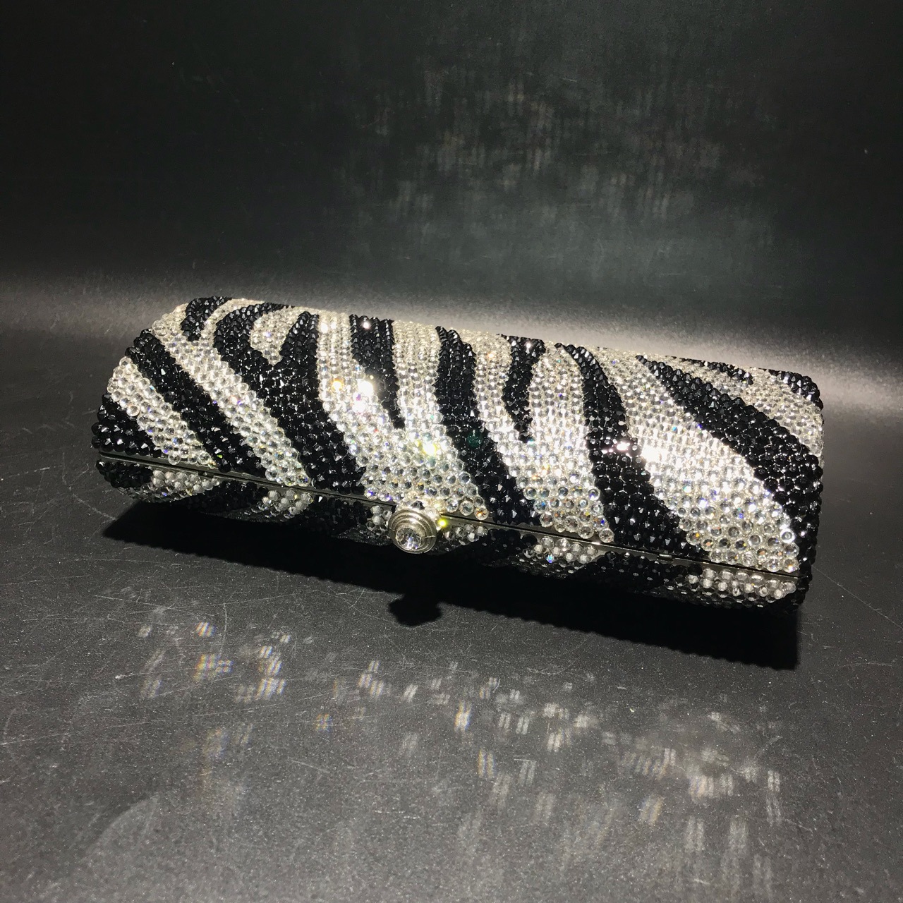 Túi clutch nữ đính kim cương vân ngựa vằn dự tiệc kiểu Âu Mỹ — Cá tính đặt làm chi tiết 1