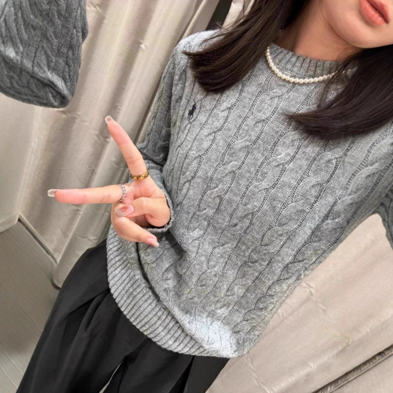 2026 Autumn/Winter Cashmere Knitted Pullover Sweater, Round Neck Wool Base Sweater, Vintage Cable Knit Rl Ralph Sweater Classic 2026 Autumn/Winter Cashmere Knitted Pullover Sweater, Round Neck Wool Base Sweater, Vintage Cable Knit Rl Ralph Sweater Classic