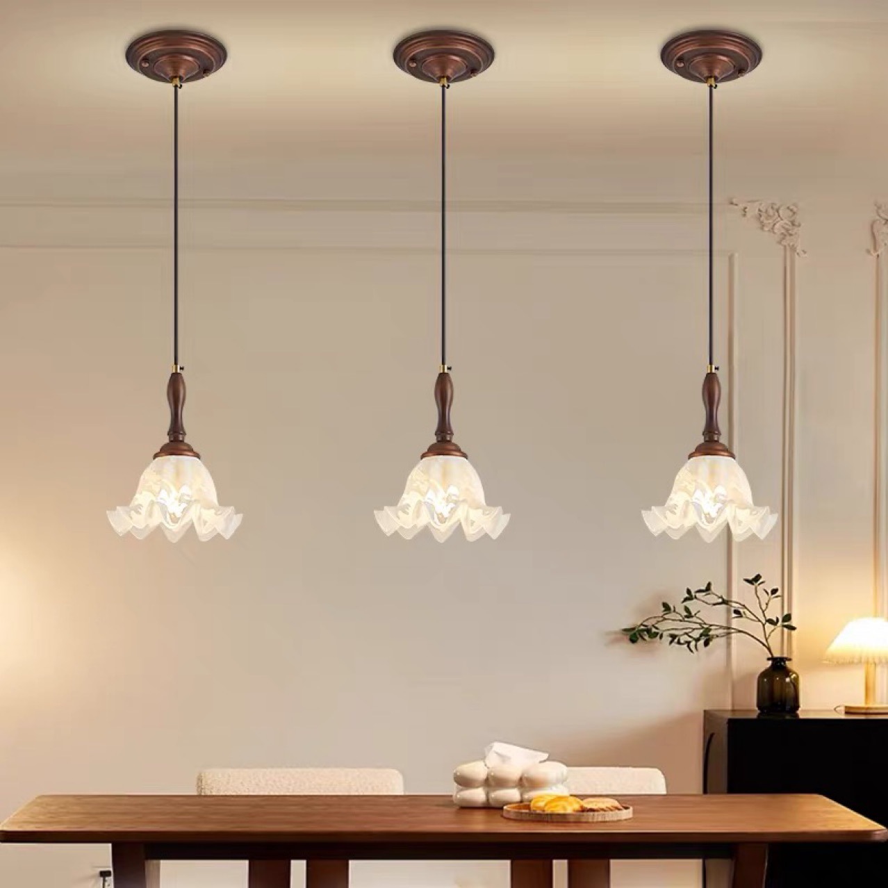 Lámpara de sala de estar idílica americana, estilo medieval, retro, lámpara principal, estilo francés, orquídea creativa, lámpara de dormitorio, comedor
