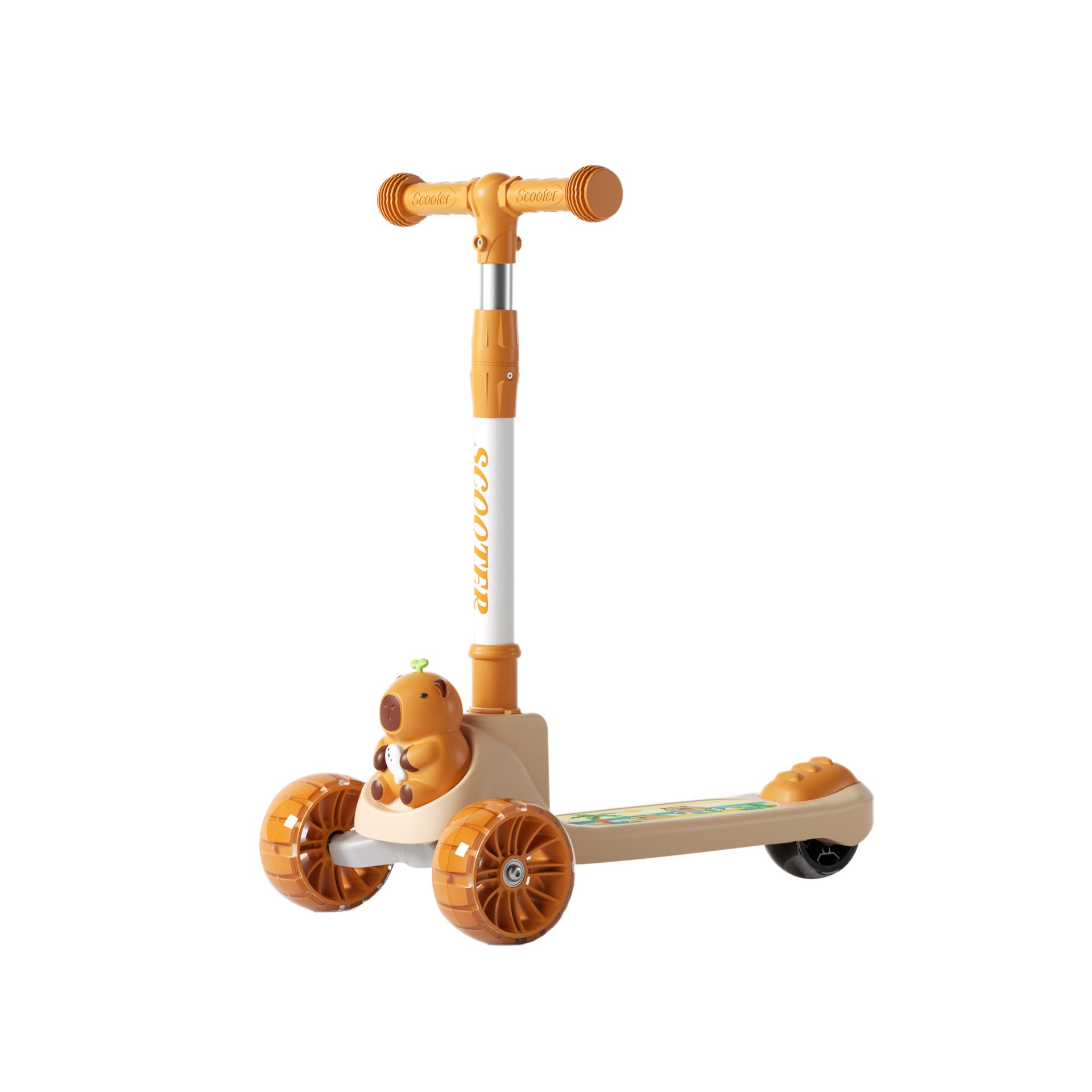 Folding Kidsren's Scooter Pu Flash Wheel Baby Scooter Mother and Baby Gift Scooter Drop Shipping