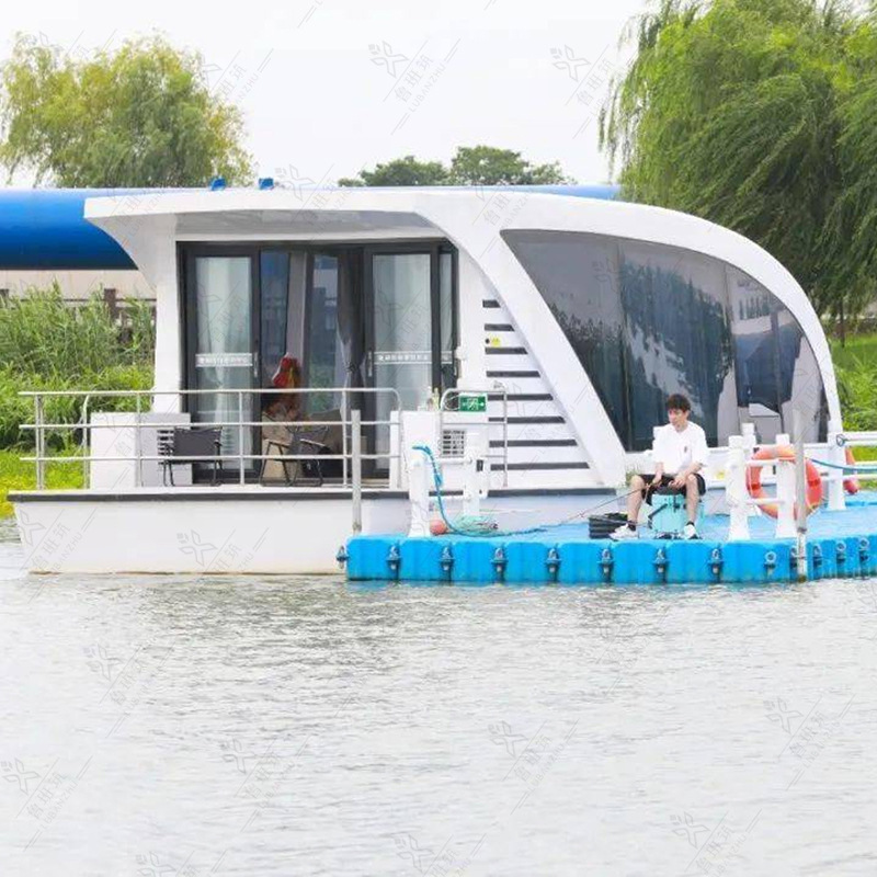 Casa de sol en el agua, punto escénico, resort, casa de vacaciones en el agua, barco de pesca de aluminio estático, casa de barco de protección solar
