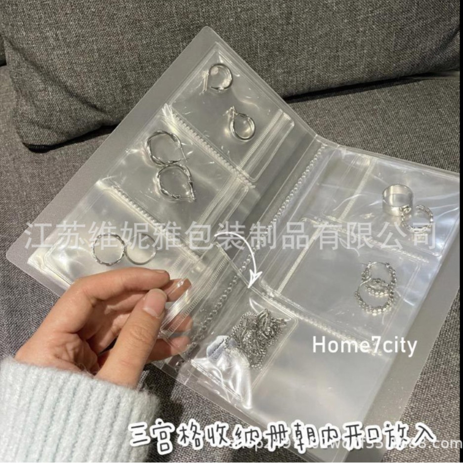 PVC transparente bolsa de almacenamiento sellado bolsa pendientes anillo collar joyería anti-oxidación ins joyería bolsa de polvo libro de almacenamiento