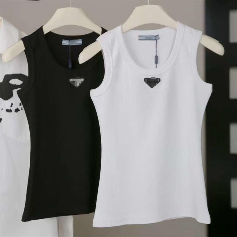 Cross-Border Triangle Metal Logo Pudara Summer Pure Cotton Sleeveless Camisole Slim Fit Versatile Slimming Tank Top Cross-Border Triangle Metal Logo Pudara Summer Pure Cotton Sleeveless Camisole Slim Fit Versatile Slimming Tank Top