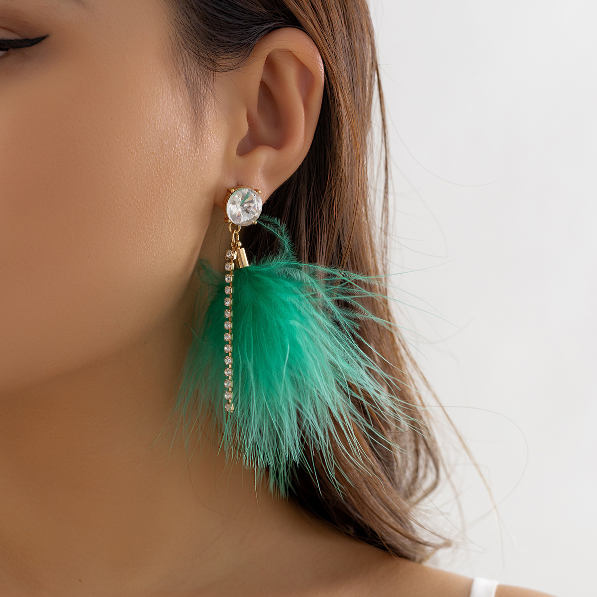 Wholesale Jewelry Streetwear Geometric Imitation Pearl Feather Drop Earrings display picture 3