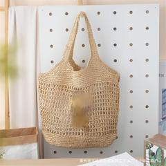 新商品の透かし彫りのシングル肩の草の包みはフランスの大容量のトートの草の編みのカバンを編みます。