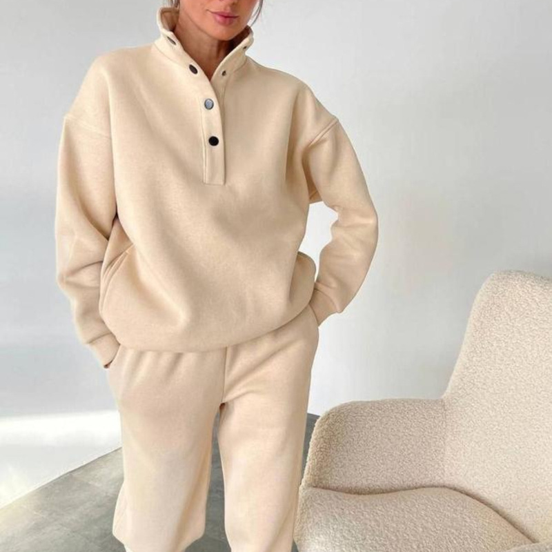 2026 Spring and Autumn New Style Amazon Ebay Hot Selling Popular Foreign Trade Women's Fashion Button Stand Collar Two-Piece Set 2026 Spring and Autumn New Style Amazon Ebay Hot Selling Popular Foreign Trade Women's Fashion Button Stand Collar Two-Piece Set