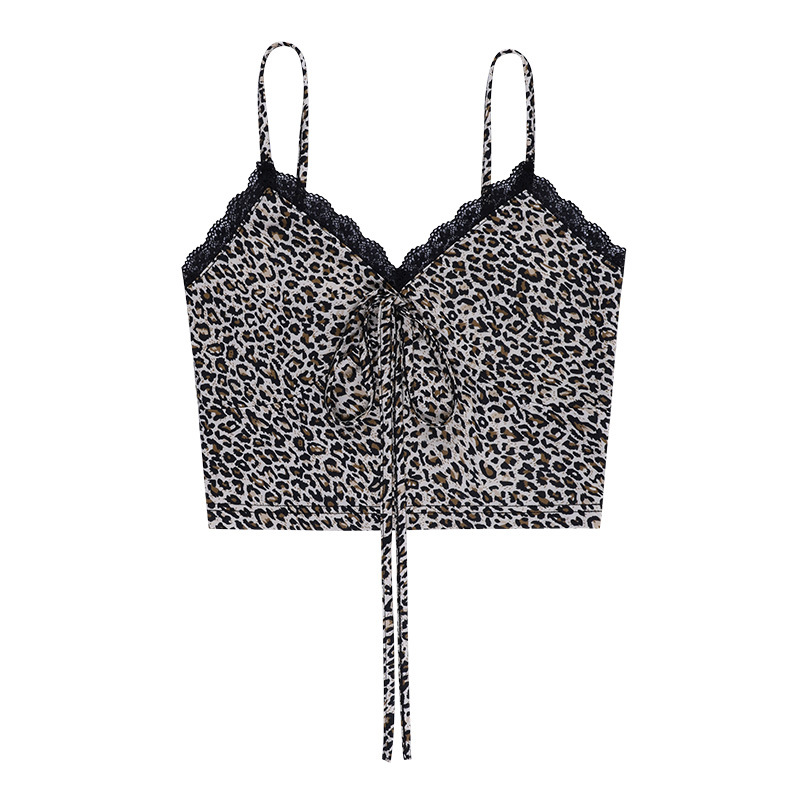 sexy leopard print V-neck sling vest NSSU37241