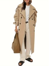 Q 14461 Double Breasted Lapel Thin Long Coat Ӣ���L�� ��