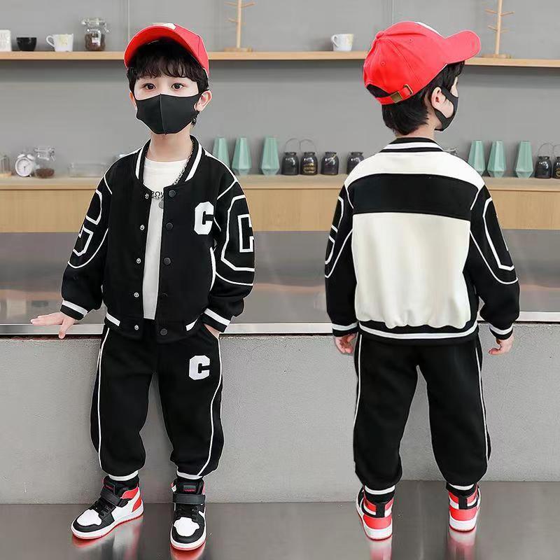 2023 New Sports Baseball Two Piece Set Foreign Style Boys' Spring and Autumn Suit Handsome Children's_voghion.com