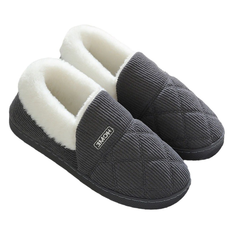 Pantuflas de algodón para mujer pareja interior todo incluido zapatos de algodón de pana para el hogar gruesos y cálidos zapatos de confinamiento de felpa antideslizantes invierno