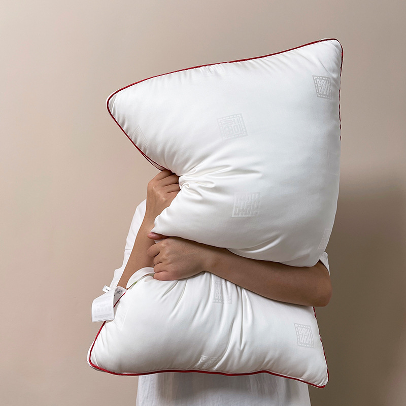Wedding Celebration Tencel Embroidered Soy Fiber Pillow Core Home Use Wedding Pillow Cervical Support Aid Sleep Bridal Matchmaking Pillow Core