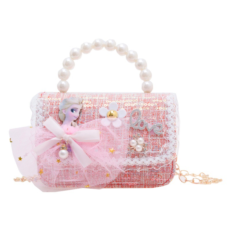 Nuevo bolso de los niños de moda Princesa Aisha Perla bolso de estilo Coreano lentejuelas bolsa de mensajero para las niñas