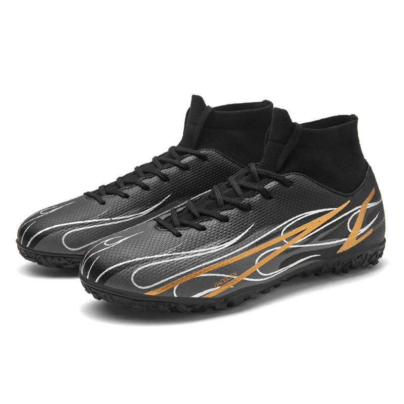 Nuevos hombres de deportes profesionales respirables de alta superior de uñas rotas zapatos de fútbol hierba adulto competencia zapatos de fútbol al por mayor más tamaño