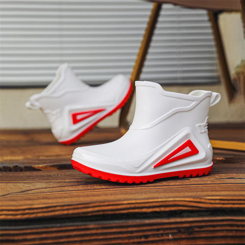 跨境时尚机车风炫酷童雨鞋外穿百搭舒适亲子鞋户外露营防水鞋男女