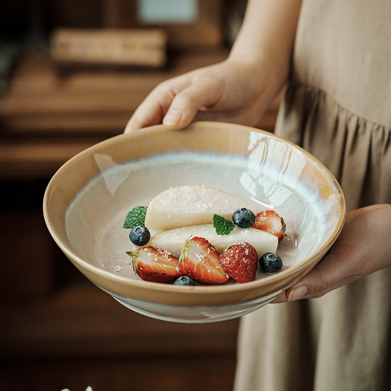 Horno retro en gran tazón de cerámica cuenco de empalme creativo tazón doméstico tazón mayorista tazón de restaurante tazón de ensalada tazón de fideos tazón