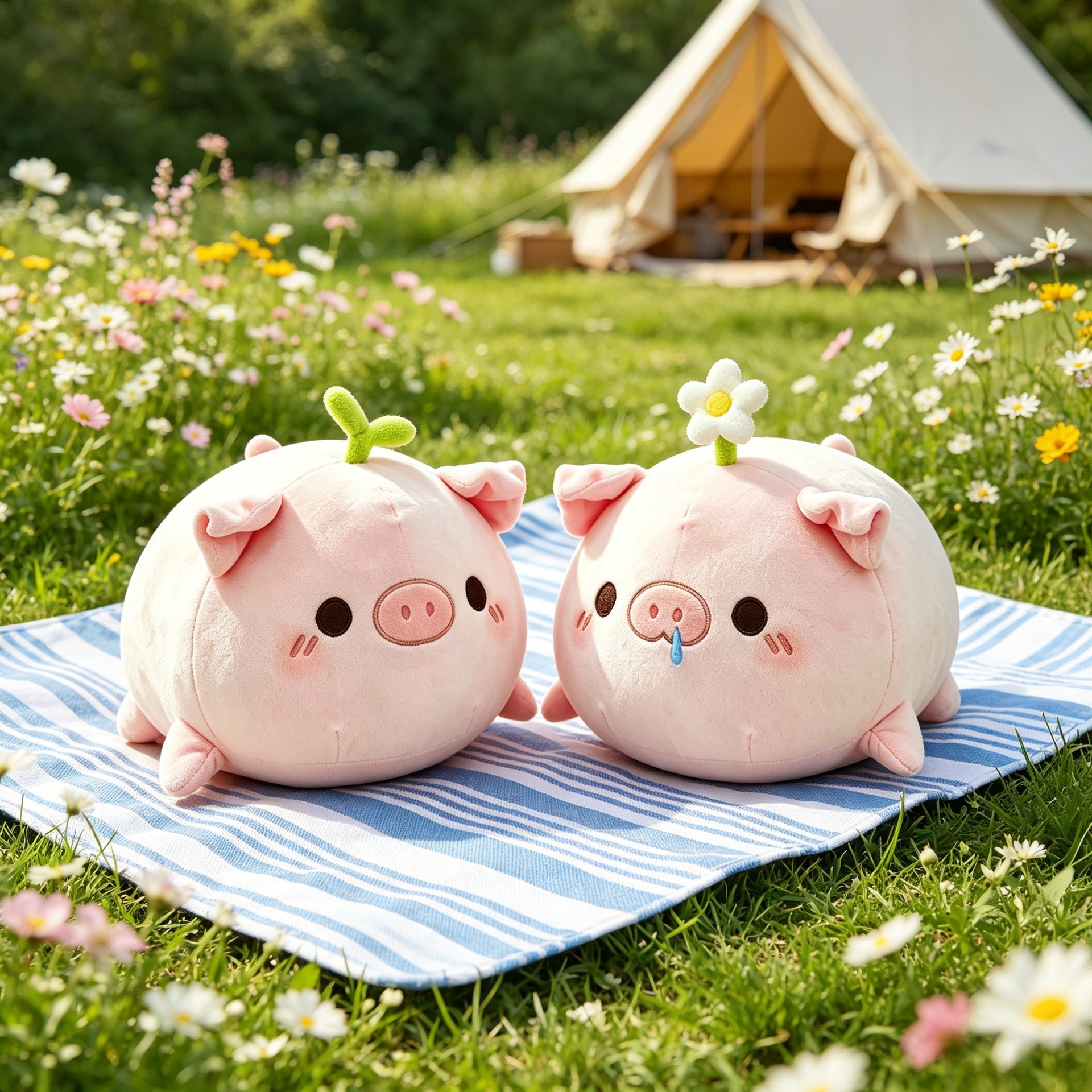 Cute little pig plush pillow toy, stuffed animal, little grass pig children's doll, a birthday gift for a best friend