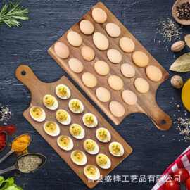 跨境实木鸡蛋托盘复活节装饰彩蛋托盘双面可用熟食芝士板蛋托菜板