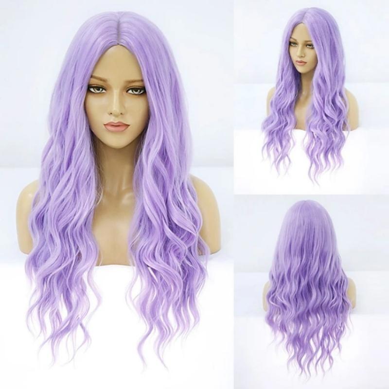 欧美假发女羊毛卷长款假发套全头中分玉米须长卷发化纤头套wigs|undefined