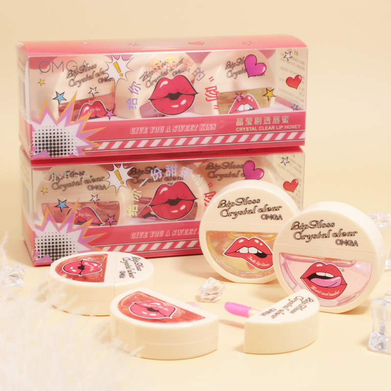 OMGA Transparent Water Glossy Lip Oil Moisturizing Mirror Lip Gloss Set Dudu Glass Lip Gloss Student Temperature Changing Lip Glaze