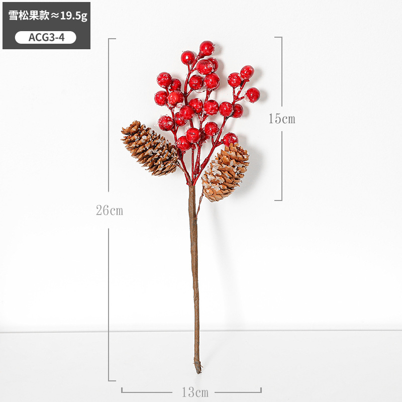 Venta al por mayor Navidad fruta roja ramas tres Navidad baya espuma fruta esquejes de árboles de Navidad simulación fruta grano flor arreglo Accesorios