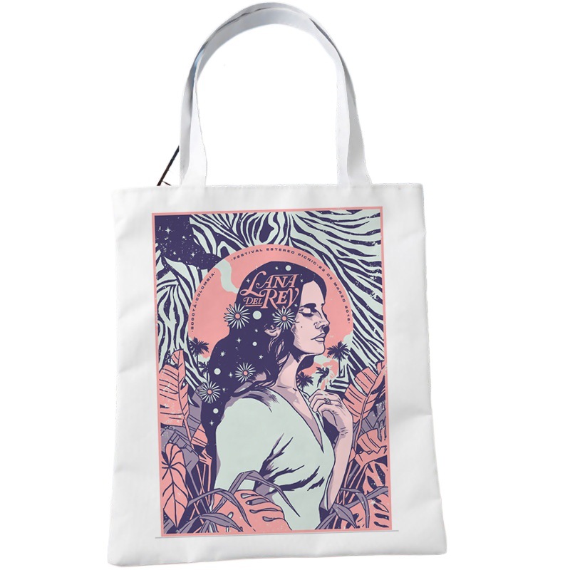 Comercio exterior transfronterizo Lana Del Rey impresa bolsa de lona Harajuku bolsa de hombro de moda estudiante bolsa de compras portátil