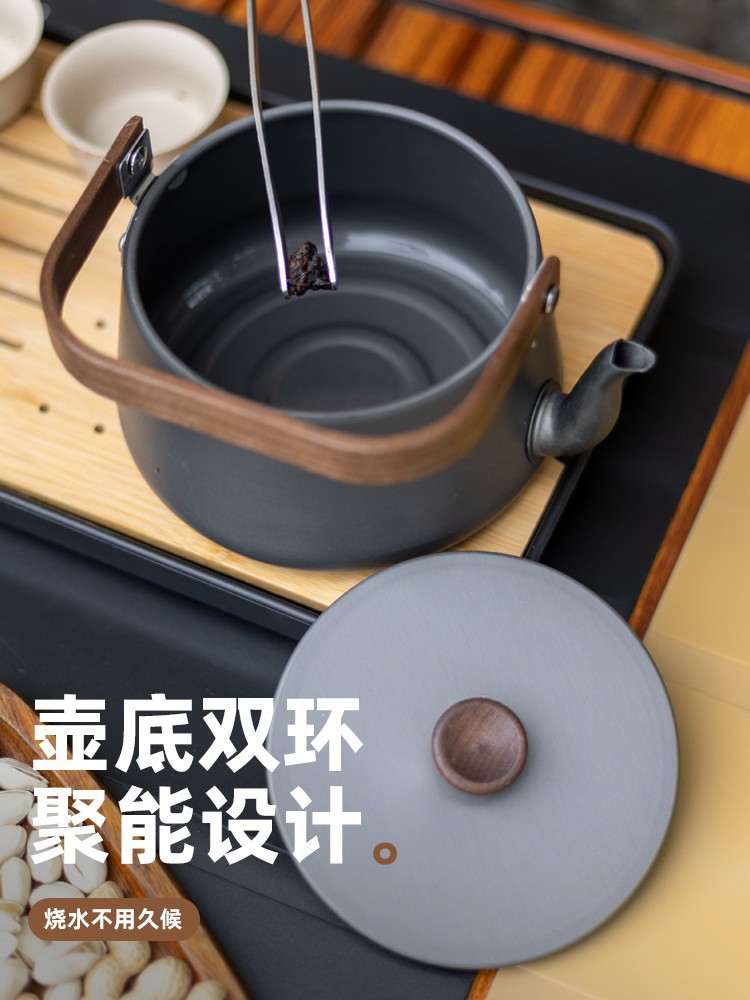 屋外アルミ合金木柄ティーポットキャンプ湯沸かし器湯沸かし器キャンプピクニックポットポータブルコーヒーポット