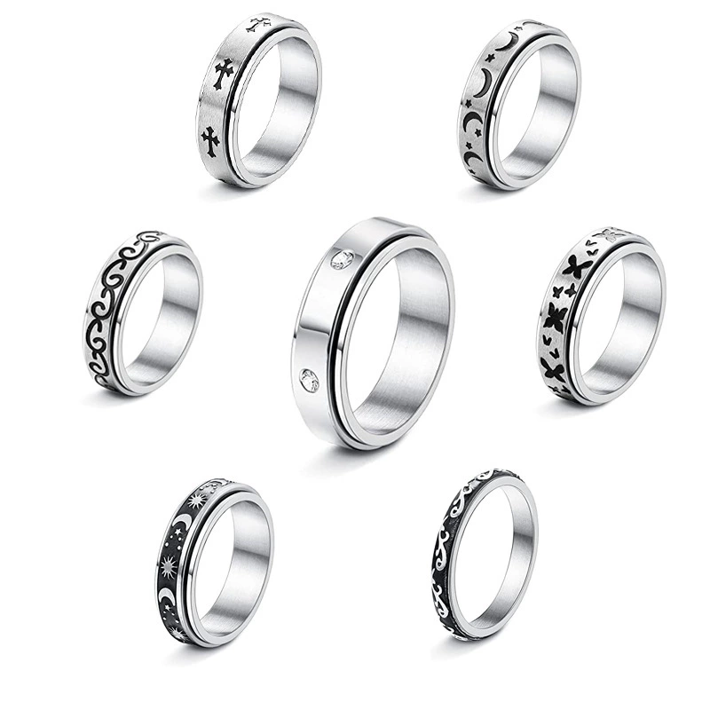Xinghe Европа и США трансграничные Новые звезды Луны титана стали пара кольцо костюм ювелирные изделия из нержавеющей стали вращающиеся кольца