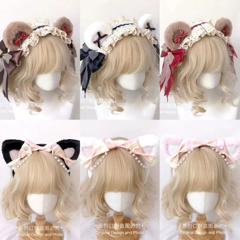 Hair accessory pearl, headband with bow, Lolita style, DIY