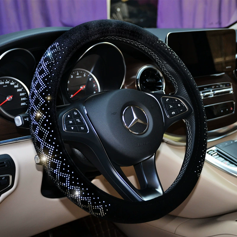 Новый чехол на руль автомобиля со стразами Южнокорейский плюшевый впитывающий пот нескользящий трансграничный чехол для ручки автомобиля оптом