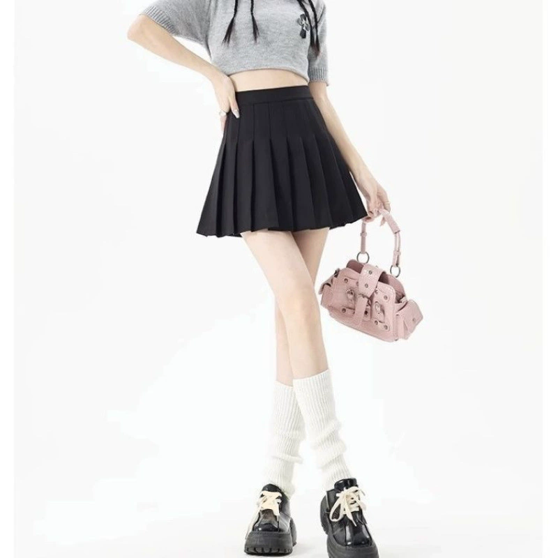 Весенний и летний костюм, плиссированная юбка, короткая высококачественная дикая юбка в половину длины, 2025 новая анти-легкая молния