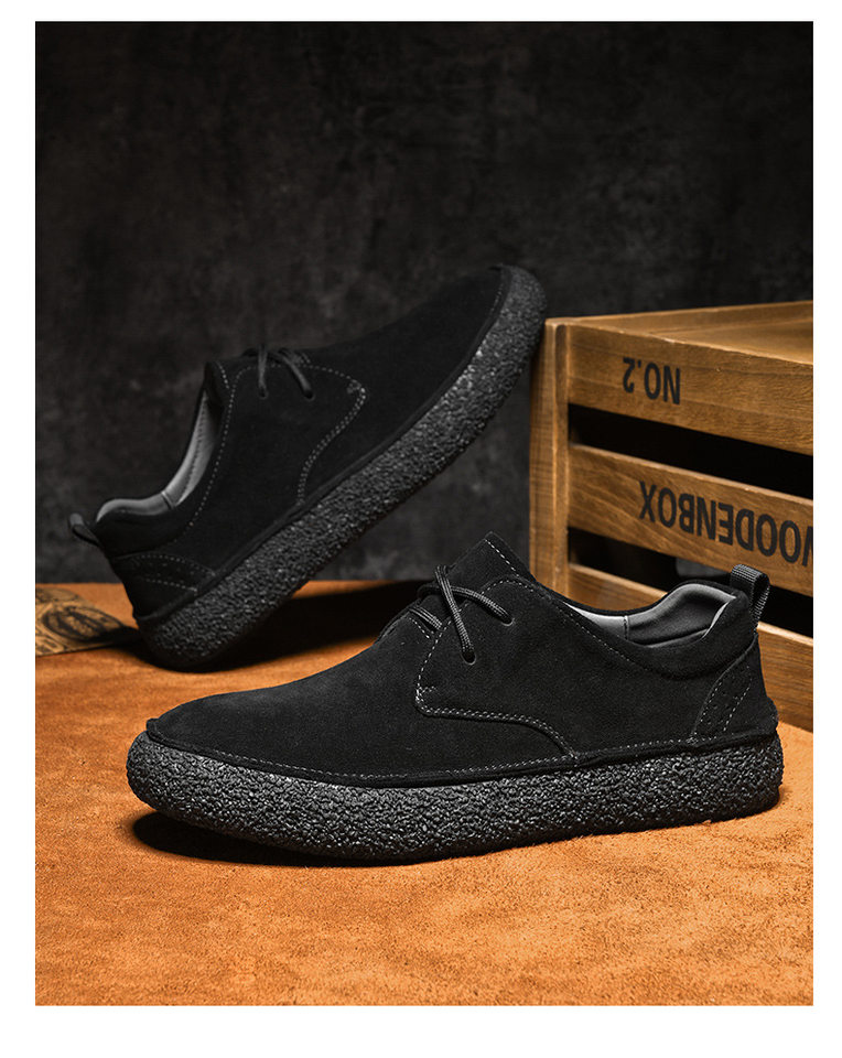 Giày sneaker nam cổ thấp da lộn phối lưới, đế dày — 2307 ren màu xám, 2307 ren nâu, 2307 ren đen, ren 2307m màu chi tiết 7