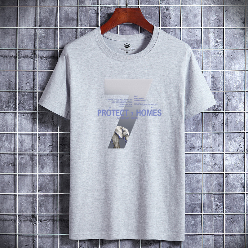 Camiseta de manga corta para hombres de verano nuevo cuello redondo de algodón de moda más tamaño de los hombres de Hong Kong estilo estudiante top de fondo entrega de media manga