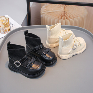 Girls' Sock Boots Korean Style Chanel-Inspired Fleece-Lined Warm Cotton Boots 2025 Winter Baby Soft-Soled Princess Boots