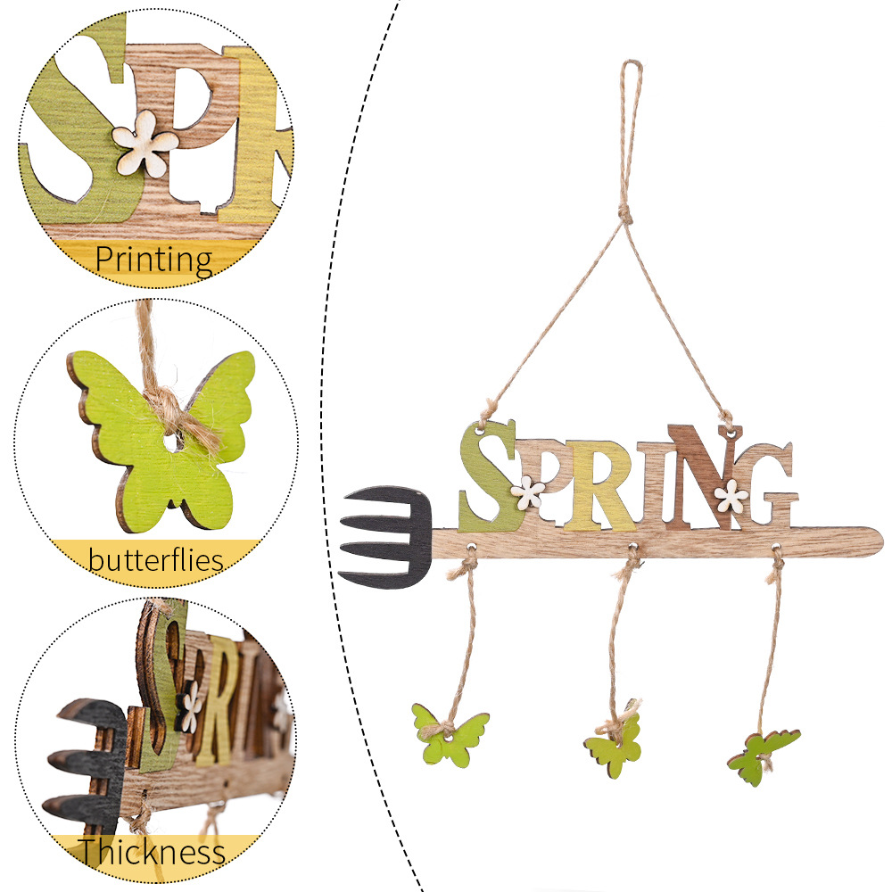 跨境新款复活节装饰用品木质复活节挂件创意字母挂件原色箭头挂件