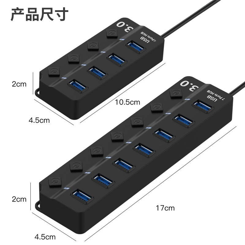 Разветвитель USB 3.0 на 7 портов, док-станция расширения, хаб на четыре порта, ноутбук, быстрая расширение