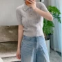 翻领春秋短袖羊毛针织衫
