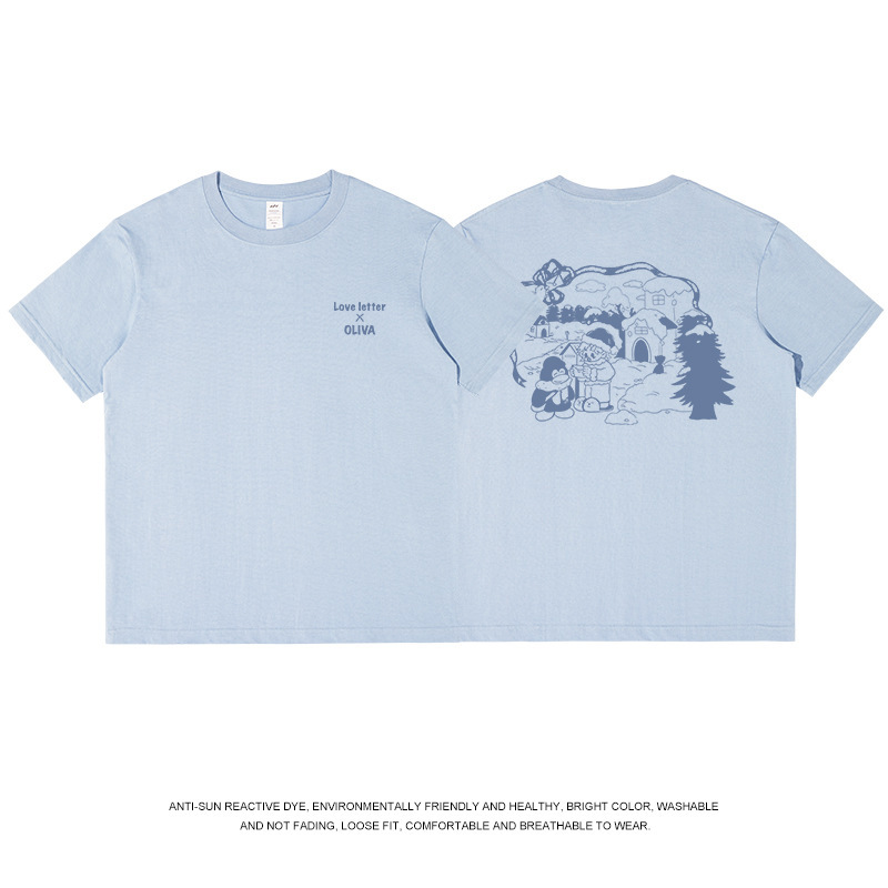 メンズ日本のレトロプリント半袖メンズピュアコットン多用途ルーズカップルトレンディなブランド夏の Tシャツ女性トップスイン|undefined