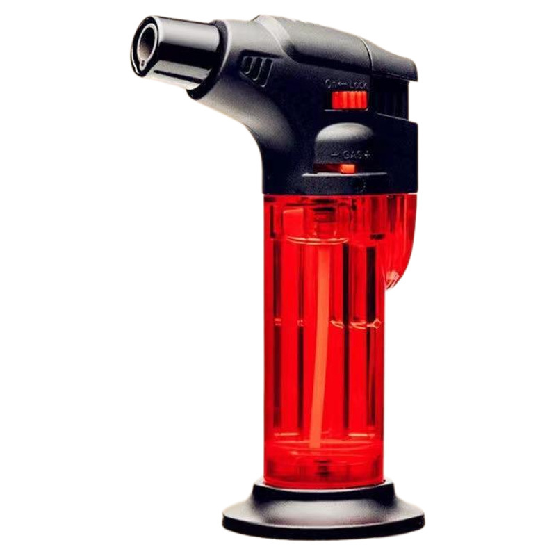 透明なストレート火炎銃ロック可能な火災防風インフレータブルライター卸売灸灸点火ライター|undefined