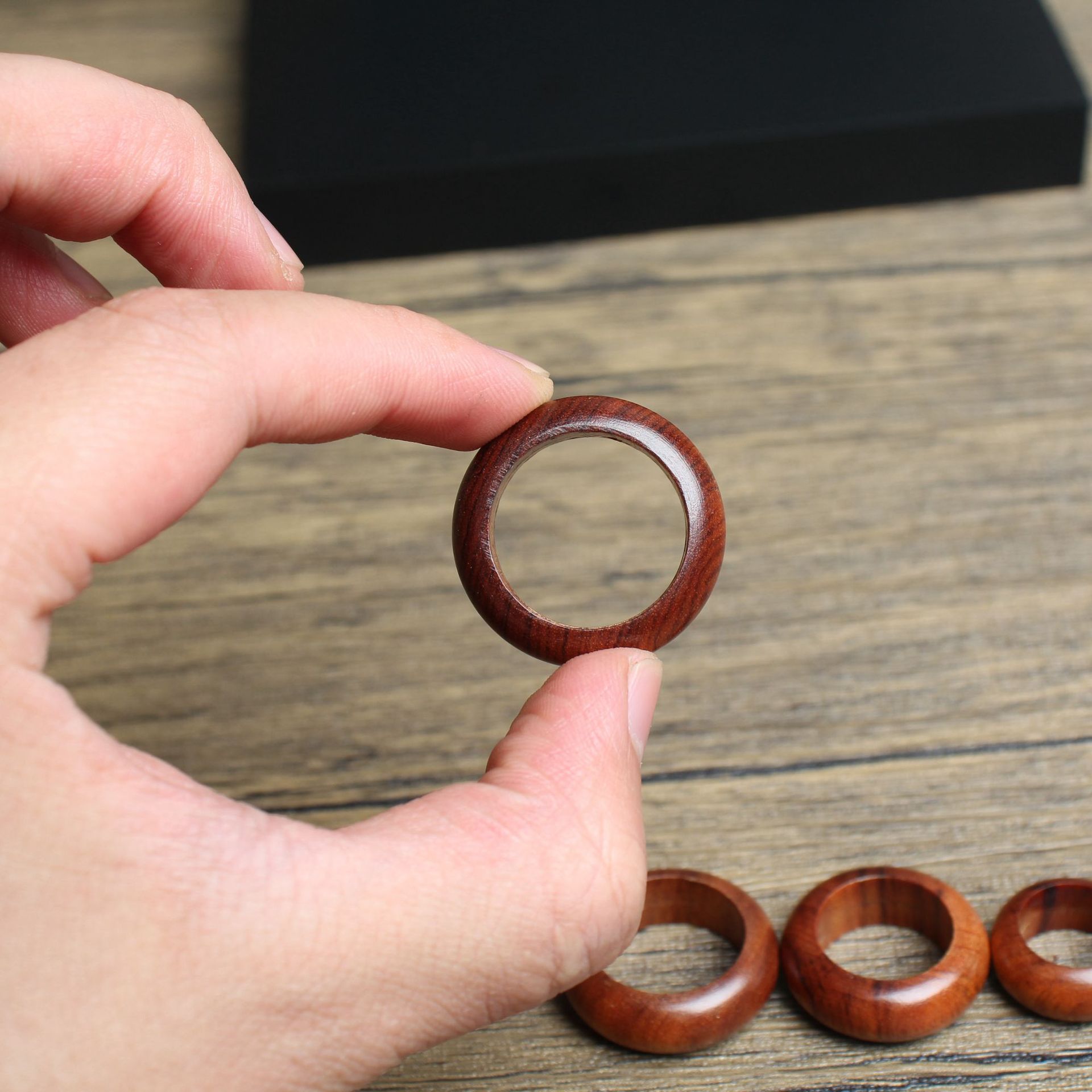 Ebony Wood Jujube Bracelet Keychain Designer Ring Accessory_voghion.com