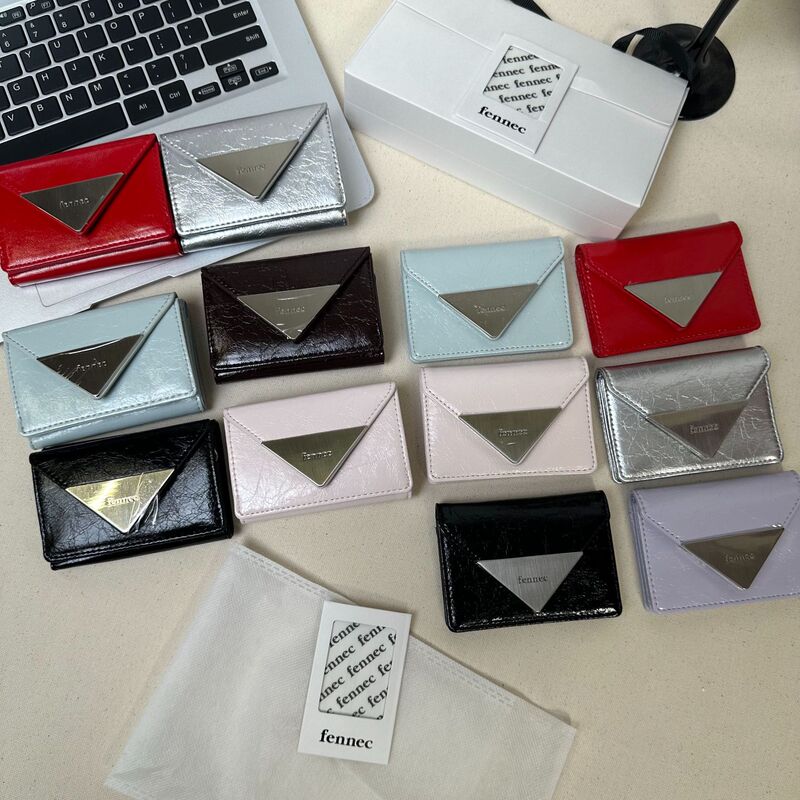 Fennec Triangular Metal Logo Wallet Card Holder Korean Niche Design for Women Cross-Border Wholesale/Dropshipping Customization