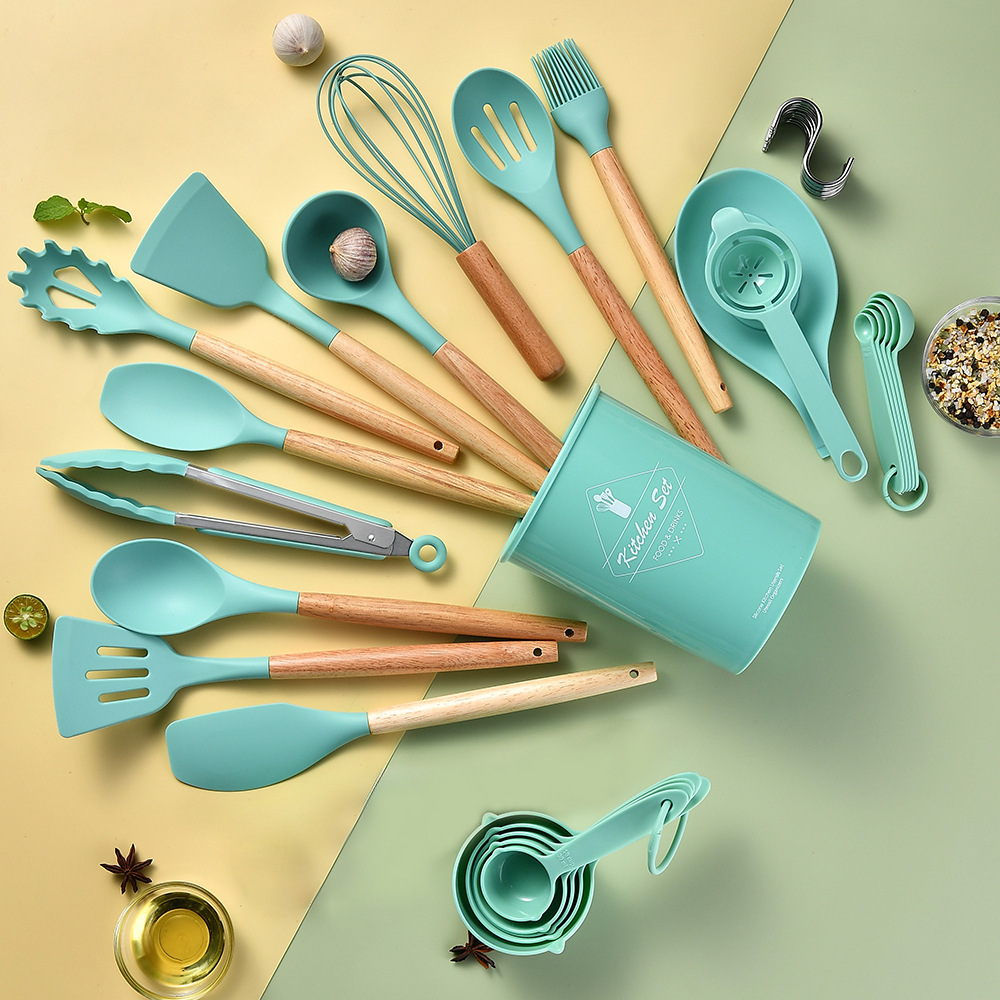 Amazon Hot Sale Silicone Kitchenware 34 Pieces Kitchen Utilities