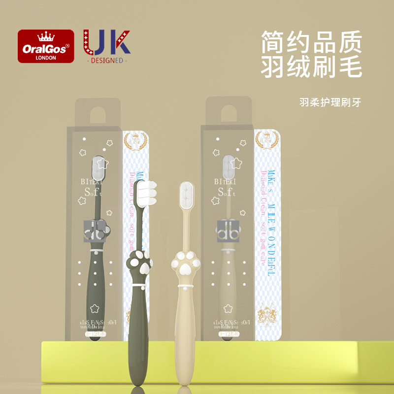 British brand children's hair toothbrush 3-6-12 years old baby soft hair cute cat claw gingival protection children's toothbrush wholesale