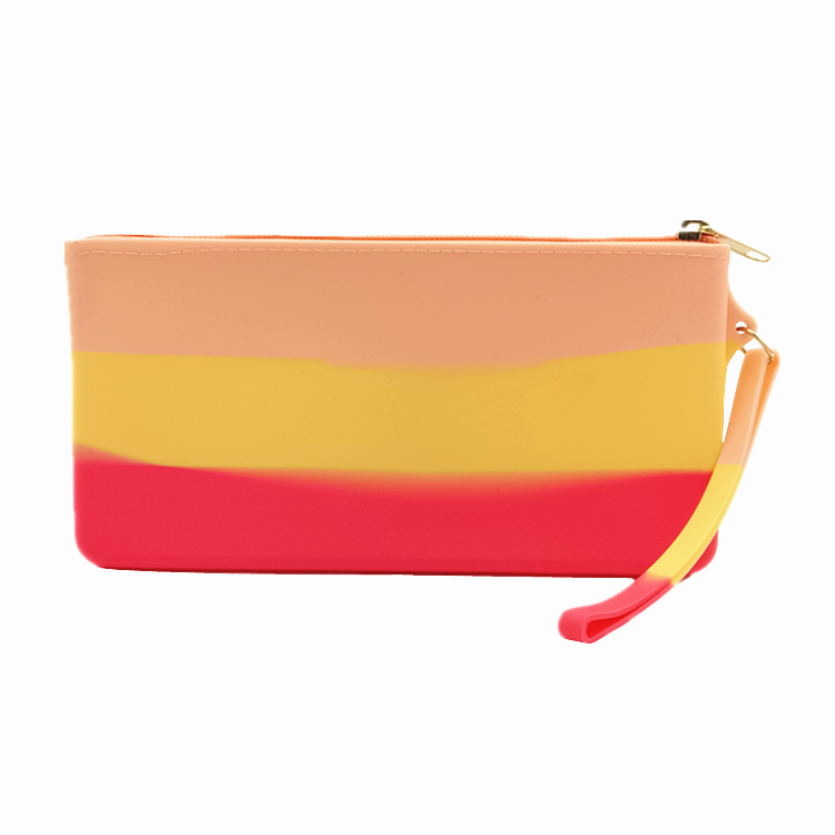 Bolsa de almacenamiento de silicona de gran capacidad de alto aspecto bolsa de cosméticos de cremallera multifuncional portátil cuadrada con impresión de logotipo