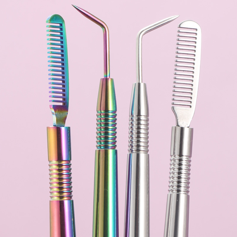 Pick-up palo de acero inoxidable caliente Barra de curling de pestañas de acabado queratina curling de pestañas Injerto de pestañas peine de la aguja herramienta auxiliar