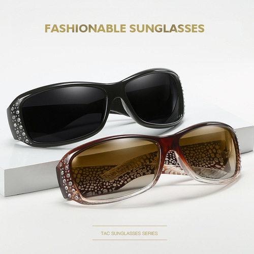 New European and American-style polarized sunglasses, vintage-inspired fashion diamond-studded shades for women—classic eyewear frames available wholesale from foreign markets, model HC010