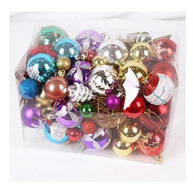 Navidad transfronteriza 60 - 70 bolas de decoración de barril de plástico brillante mate Navidad bolas de color árbol de Navidad colgante aleatorio