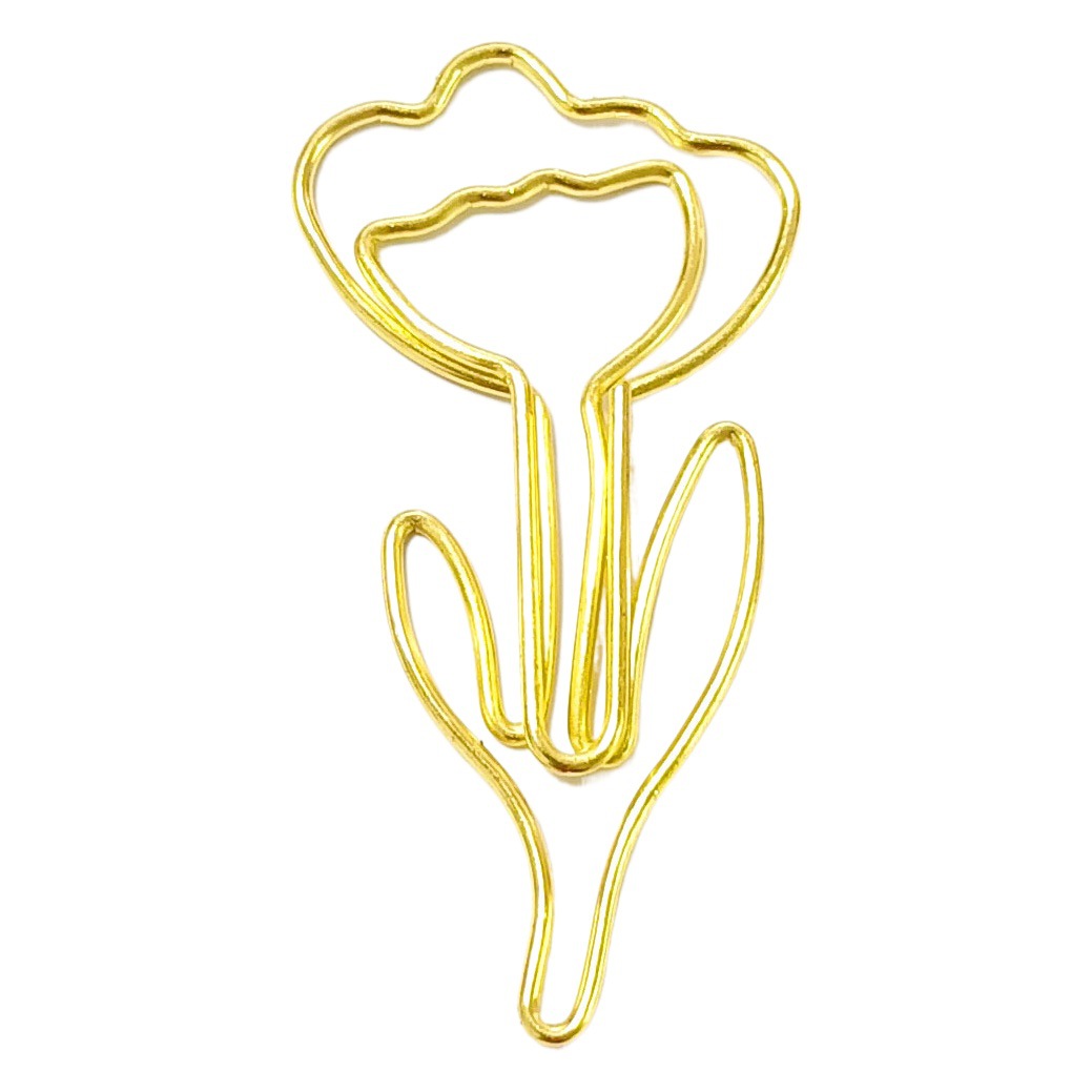 Flower shape clip gold plated paper clip spot wholesale free shipping paper clip creative metal clip